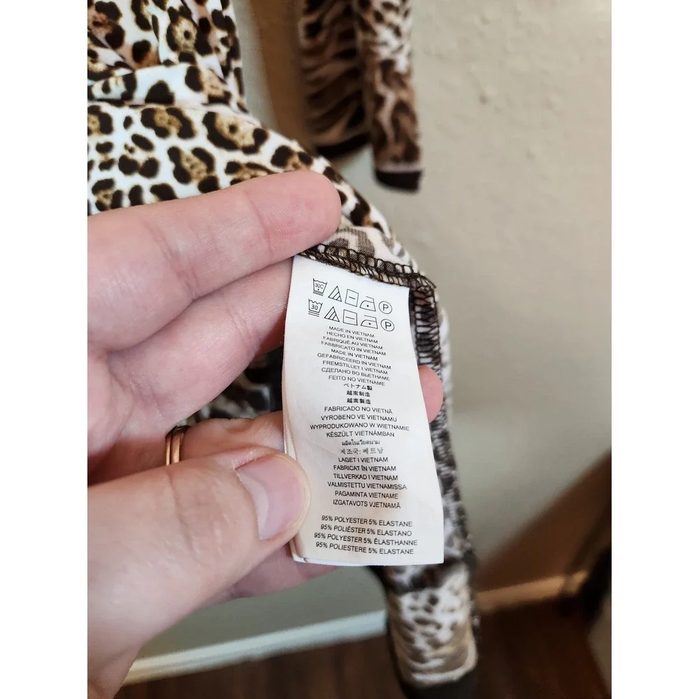 Michael Kors Womens XS Brown Leopard Print Long Sleeve Mini Dress Sheath Stretch